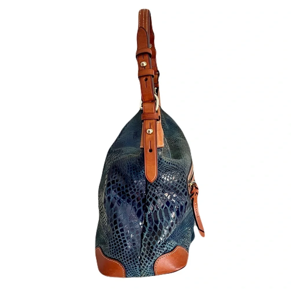 Dooney & Bourke ‘Erica’ Blue Python Embossed Leather Hobo Shoulder Bag